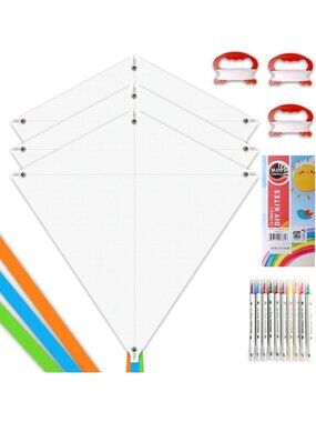 DIY Kite Making Kit for Kids - Bulk Decorating & Coloring Party Pack, White